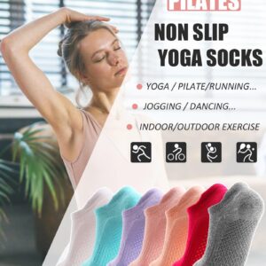 Breslatte Grip Socks Pilates Hospital Socks with Grips for Women Gripper Socks Non Slip Socks 3pair black pink grey, One Size