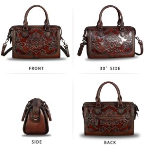 Genuine Leather Top Handle Handbag for Women Handmade Vintage Satchel Retro Cowhide Crossbody Handbags Purse Hobo Bags