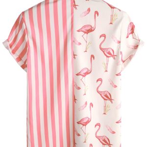 VATPAVE Mens Flamingo Hawaiian Sets Casual Short Sleeve Button Down Shirts Beach Outfits Large Pink Flamingo Shirt and Shorts