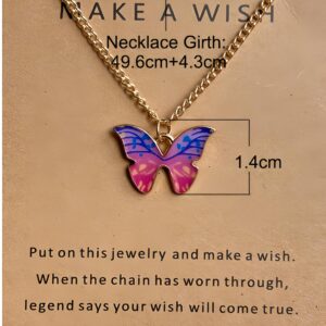 DEQIYIJI Cute Butterfly Pendant Necklace Jewelry Gifts For Women Dainty Stuff With Message Card Blue