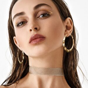 Fansilver 6Pairs Bamboo Earrings Set Hollow Casting Hip-Hop Large Bamboo Earring For Women Oversize Different Shape Gold Hoop Earrings Set Fashion Rapper Accessories Jewelry