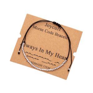 JoycuFF Morse Code Bracelets for Women Gifts for Women Birthday Christmas Gifts Women Gifts Bracelets for Women (Always In My Heart)