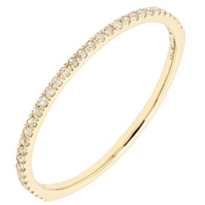 JewelMore 0.08 Carat (ctw) 10K Gold Round White Diamond Ladies Dainty Anniversary Wedding Stackable Ring (White Gold, 7.5)