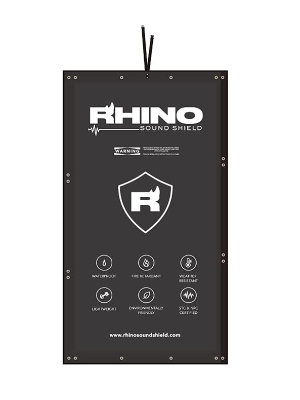 RHINO SOUND SHIELD 95 x 52 inch Soundproof Blanket, Sound Absorbing Blanket, Noise Barrier, Acoustic Sound Blanket, Application for Construction Site, Outdoor Concert, Machinery Shop