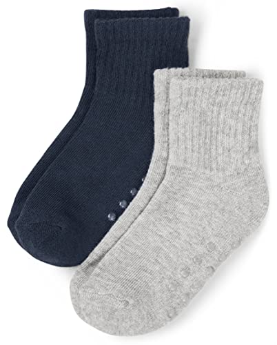 Gymboree Boys and Toddler Midi Socks, Navy/White 2 Pack, 4-5T