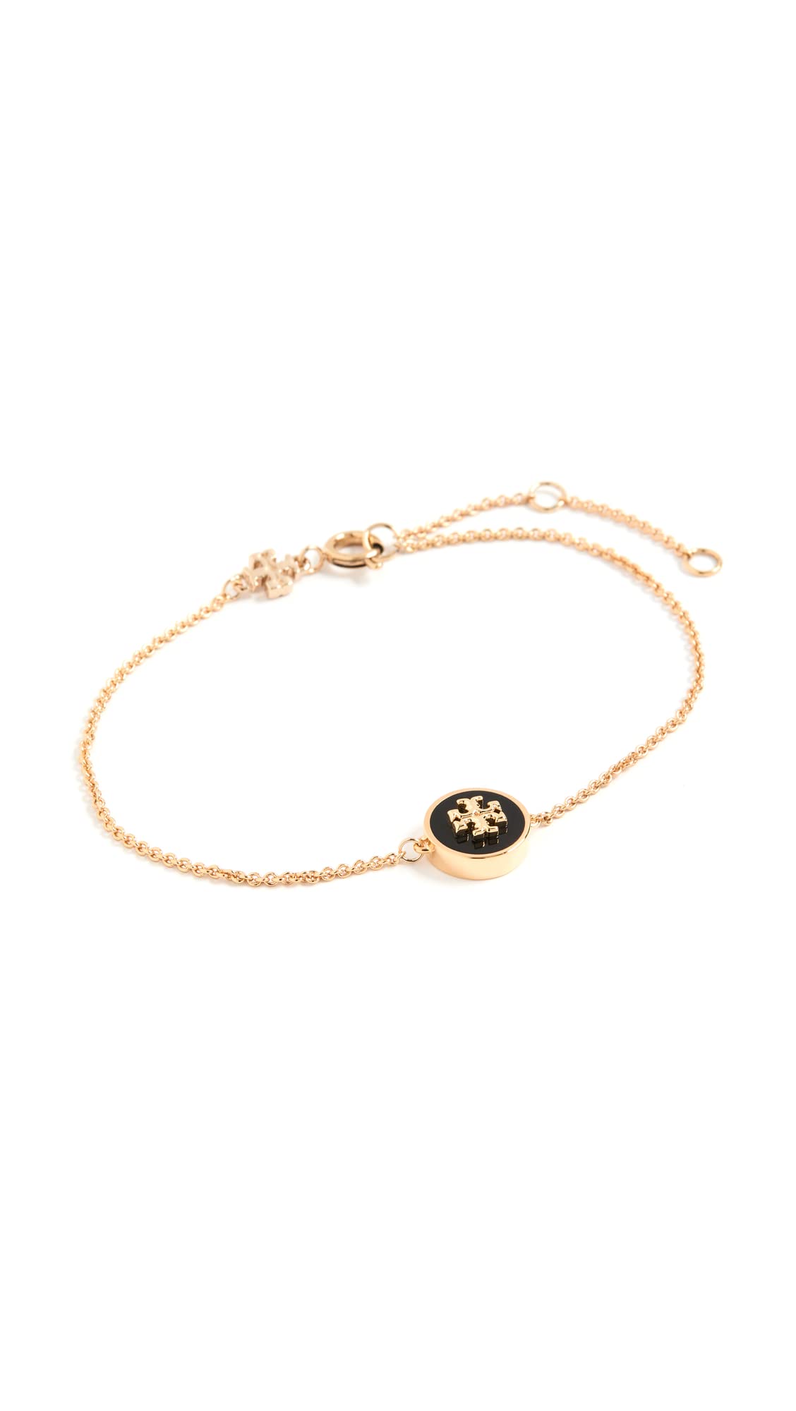 Tory Burch Women's Kira Enamel Chain Bracelet, Tory Gold/Black, One Size