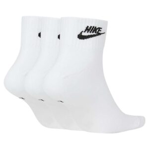 Nike Everyday Essential Ankle Socks, White/Black, M, 3 Pairs