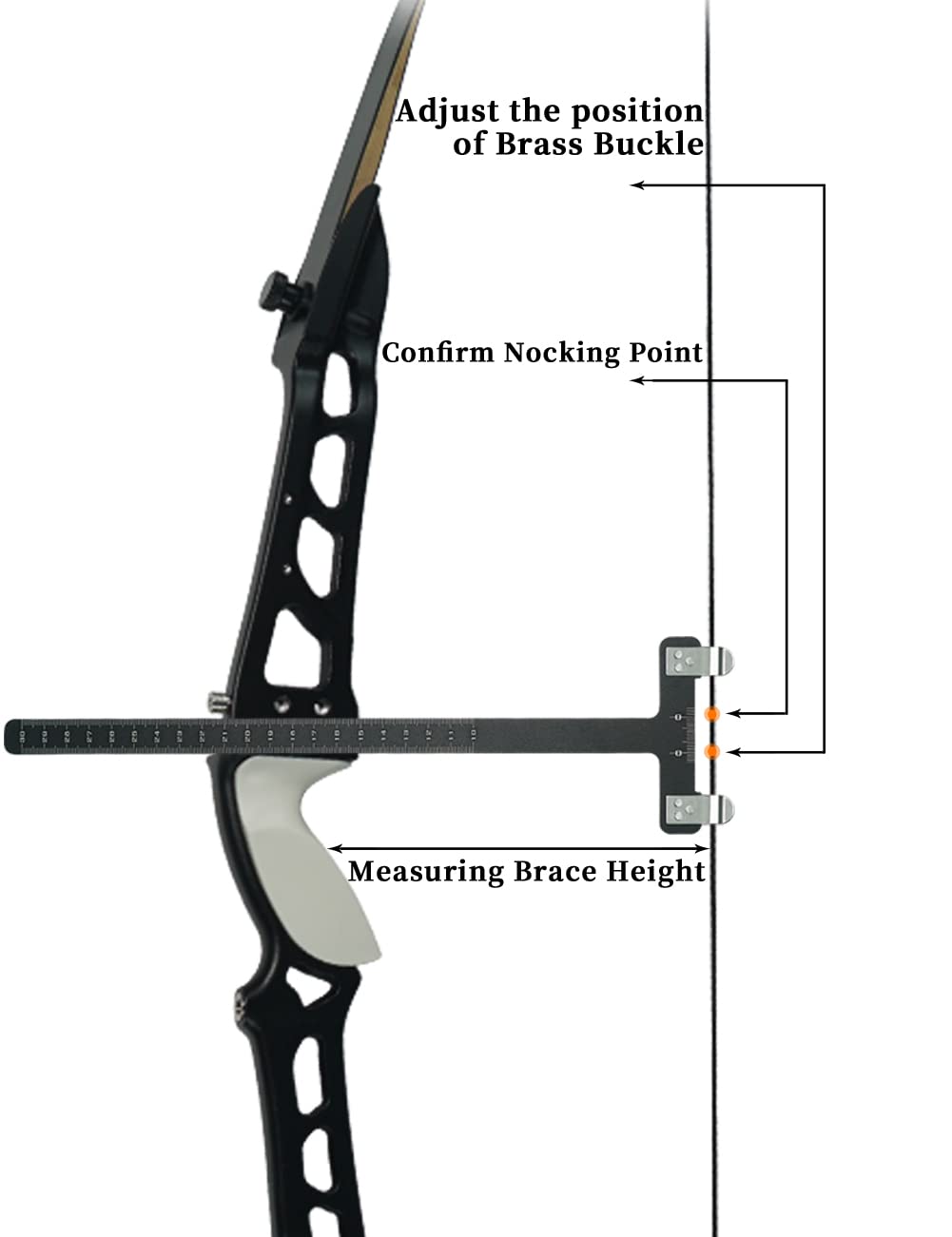 longbowmaker Archery Bow String Nock Points Pliers Set T Shape Bow Square Ruler Nocking Point Buckles Plier (Black)