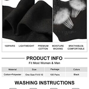 Tarpop 100 Pairs Mens Socks Bulk Moisture Wicking Socks Casual Sports Ankle Socks Bulk for Homeless Unisex Adult Men Women (Black)