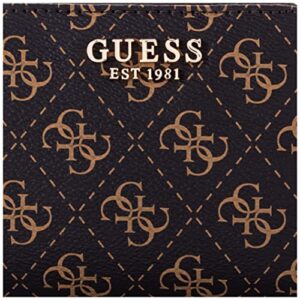 GUESS womens Laurel Small Zip Around Wallet, Brown Logo, one size US