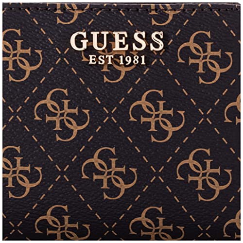 GUESS womens Laurel Small Zip Around Wallet, Brown Logo, one size US