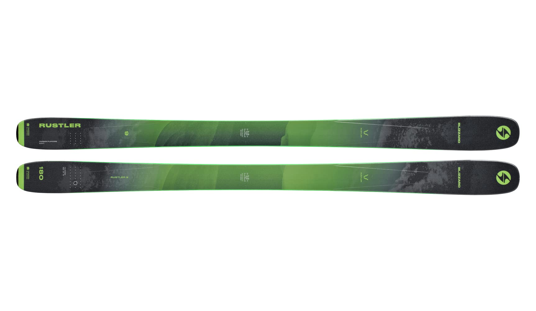 Blizzard Men's 8A226300001 Rustler 9 Freeride Lightweight Green/Anthracite Skis (Bindings Not Included), Size 188