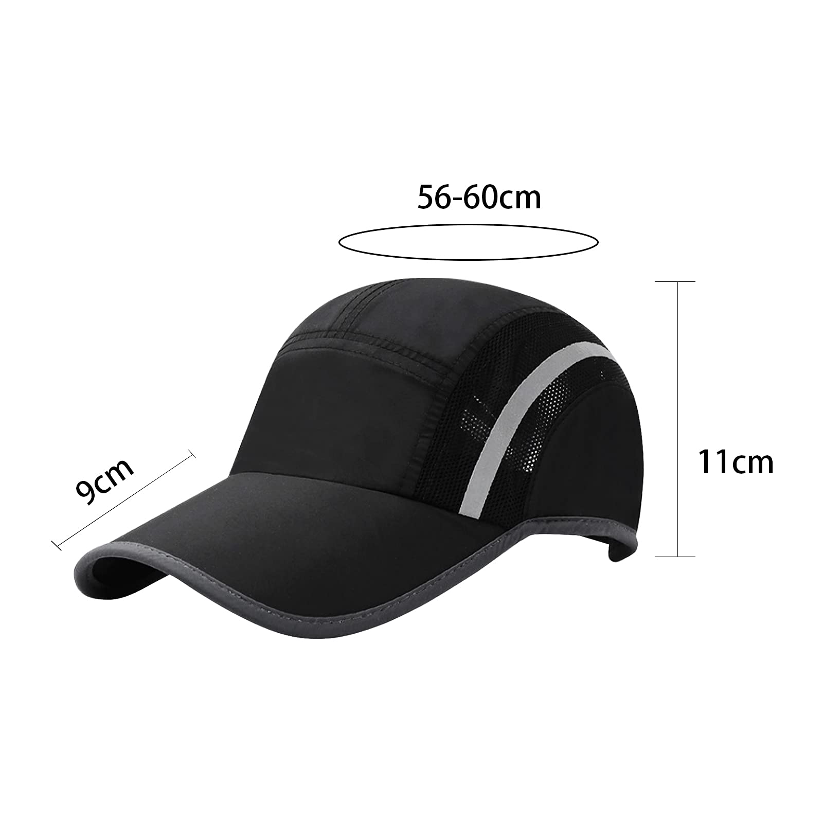 NICEYST Unisex Quick Drying Baseball Cap Summer Sun Visor Hats Mesh Reflective Outdoor Sports Hat for Men Women Black,One Size