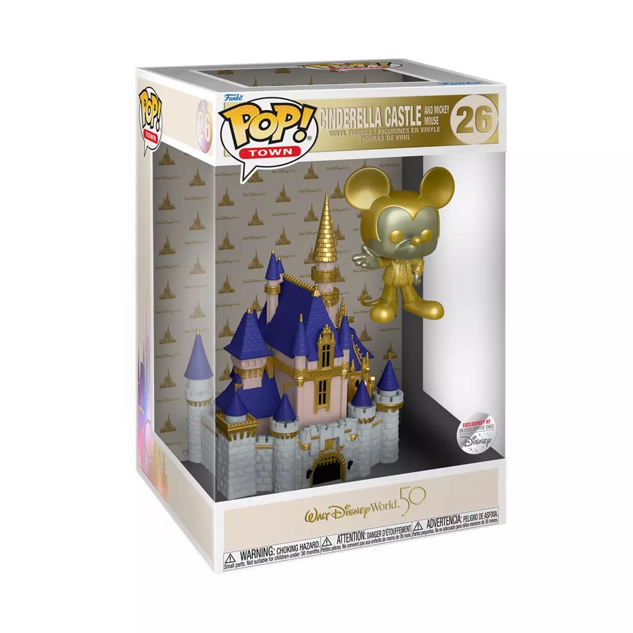 Funko 58966 Pop! Town: Walt Disney World 50th Anniversary - Cinderella Castle and Gold Mickey Mouse #26