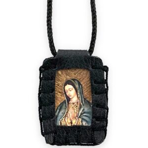 Our Lady of Guadalupe Black Scapular Necklace Escapulario Negro Collar Virgen Guadalupe, Bklack