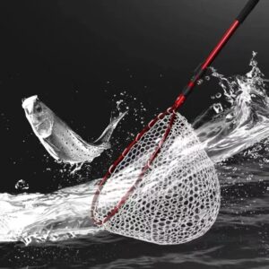 kkekos Fish Landing Net Soft Rubber Foldable Fishing Replacement Net for Freshwater Saltwater Without Handle (Medium)