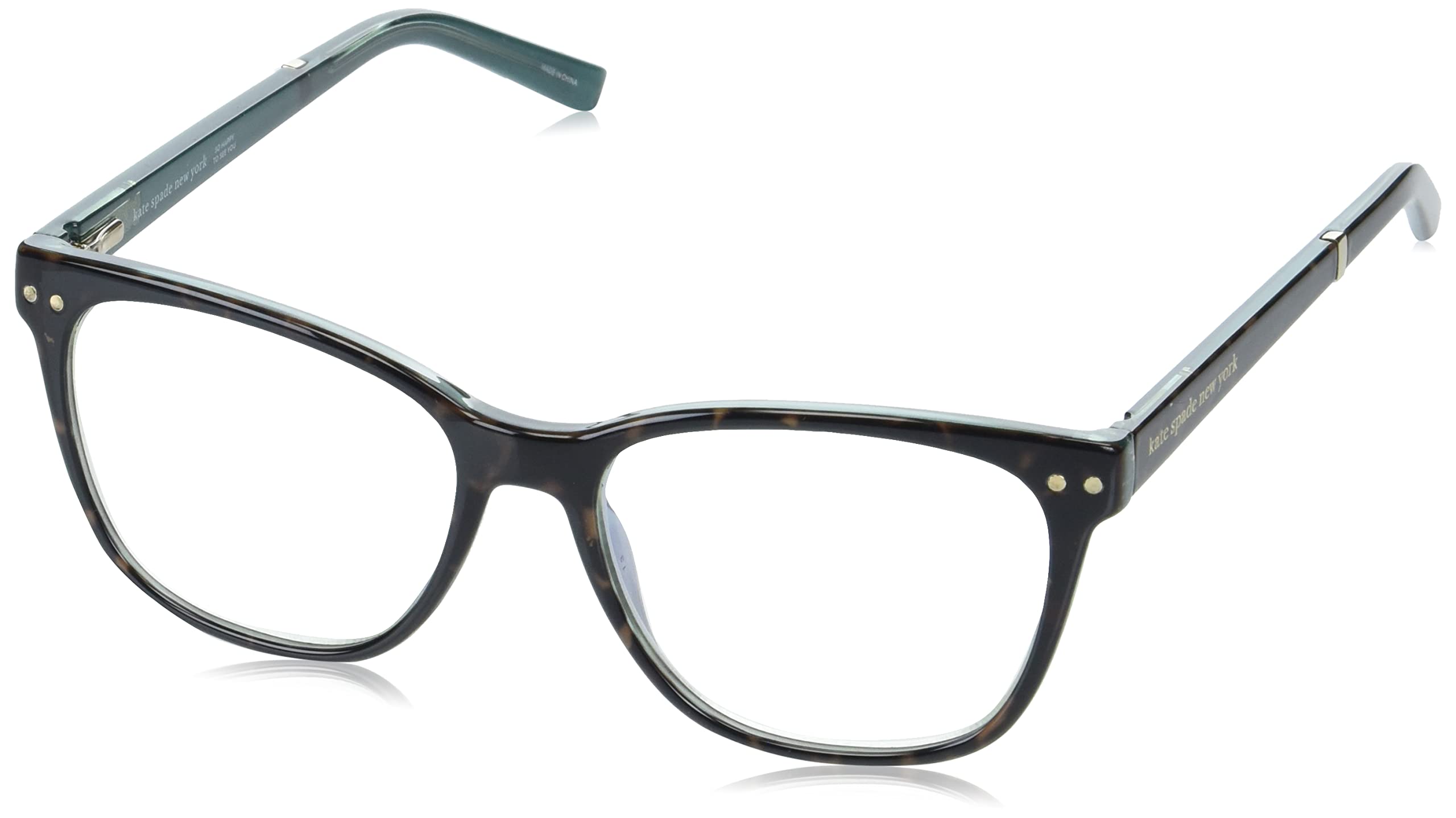 Kate Spade New York Women's Kate Spade Female Optical Style Joyanne Rectangular Reading Glasses, Havana Blue/Demo Lens, 52mm, 16mm + 2.5