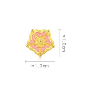 CHOW SANG SANG 999 24K Solid Gold Mini Charm Tudor Rose Charme Mini Bracelet for Women 93020C (Gold, 19 CM)