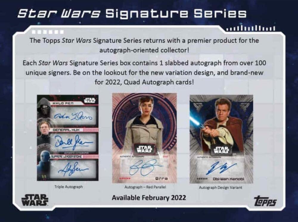 2022 Topps Star Wars Signature Series Hobby Box (1 Auto per box)