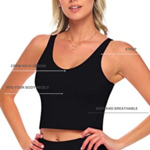 M&M SCRUBS Women’s Yoga Top Longline Wirefree Padded Medium Support Sports Bra (Medium, Black)