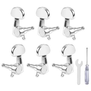 6 pieces guitar string tuning pegs, guitar machine heads knobs for electric or acoustic guitar with tools (3 left + 3 right) (silver)