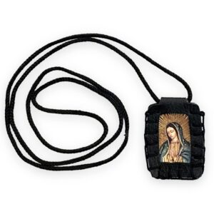 Our Lady of Guadalupe Black Scapular Necklace Escapulario Negro Collar Virgen Guadalupe, Bklack