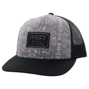 hooey doc adjustable mesh back trucker hat with logo patch (grey/black)