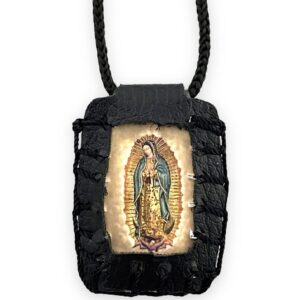 Our Lady of Guadalupe Black Scapular Necklace Escapulario Negro Collar Virgen Guadalupe, Bklack