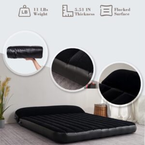 DIMAR GARDEN King Size Camping Air Mattress Inflatable Bed Blow Up Mattresses with Pillow,Black