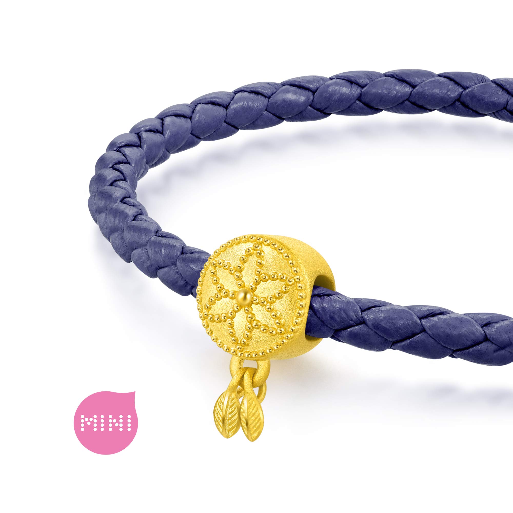 CHOW SANG SANG 999 24K Solid Gold Spiritual Dreamcatcher Mini Charm Bracelet for Women 92448C (Gold, 19 CM)