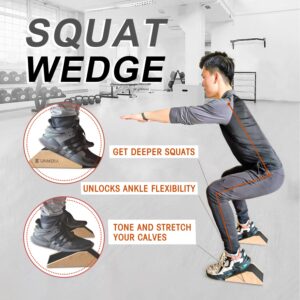 UNMERA Squat Wedge Block 2PCS Non Slip Professional Squat Ramp,Squat Platform for Heel Elevated Squats and Calf Raises,Slant Board Professional Squat Ramp for Weightlifting and Fitness