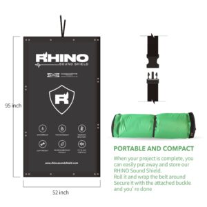 RHINO SOUND SHIELD 95 x 52 inch Soundproof Blanket, Sound Absorbing Blanket, Noise Barrier, Acoustic Sound Blanket, Application for Construction Site, Outdoor Concert, Machinery Shop