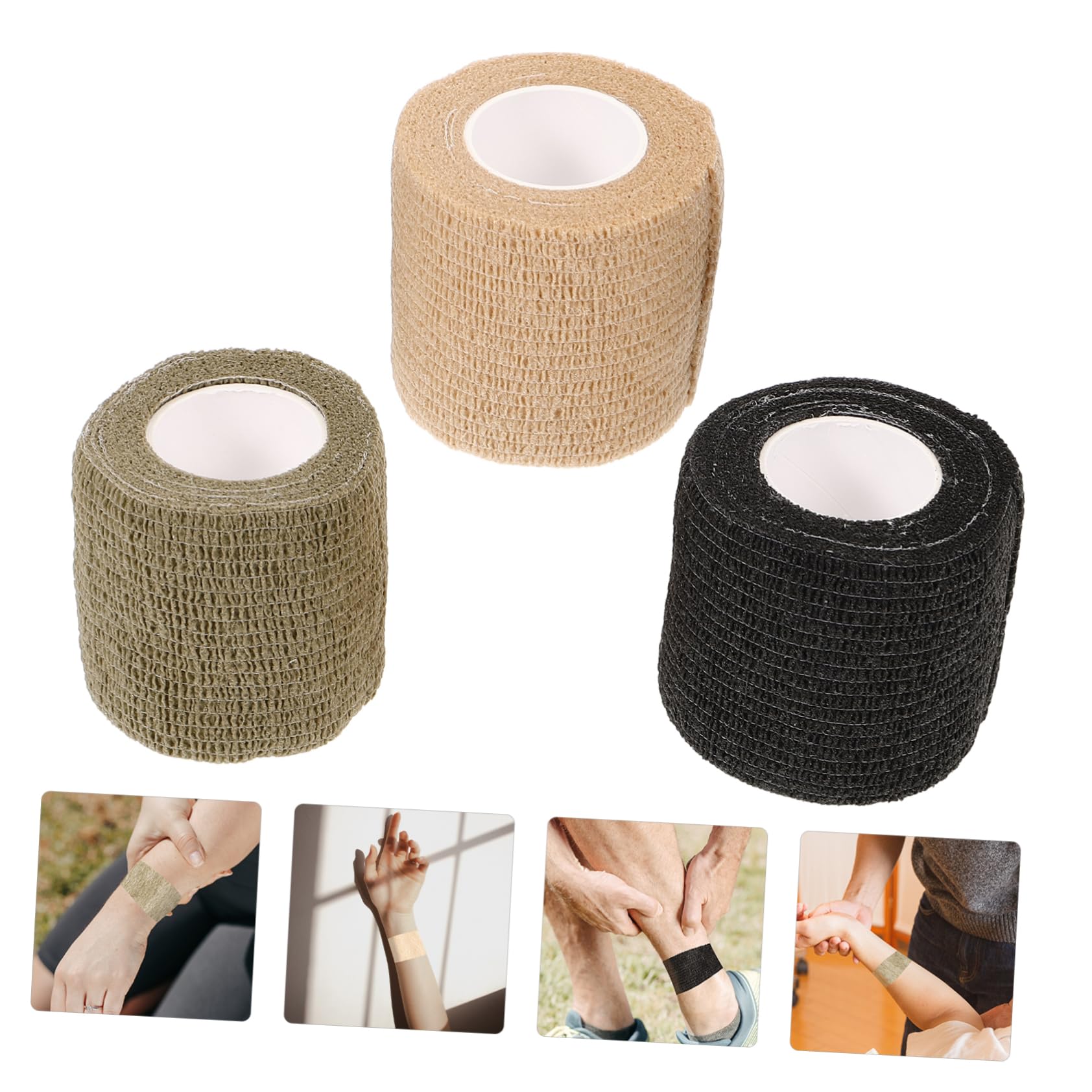 Healifty 3pcs Adhesive Tape Sports Protector Band Vet Wrap Grip Cover Sports Wrap Tape - Proof Sports Tapes Sports Wrist Tape Camo Tape Bandages Medical Kit Non-Woven Fabric Telescopic