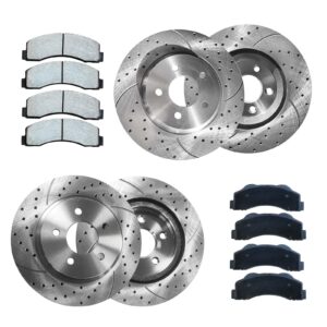 Front and Rear Brake Rotors & Ceramic Brake Pads replacement for Ford Explorer Flex Taurus Lincoln MKS MKT