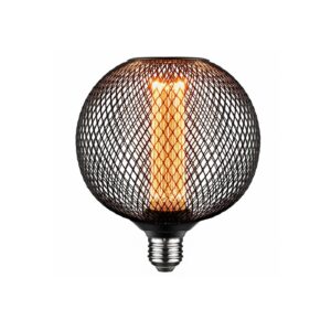 next glow led decorative light bulb | large vintage black metal cage edison light for kitchen pendant, table lamp & ceiling fixture | 3.5w 2200k dimmable, e26 medium base, removable globe shade cover