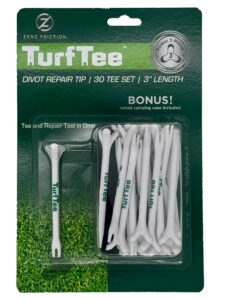 zero friction golf tee and divot repair tip, pack of 30, white