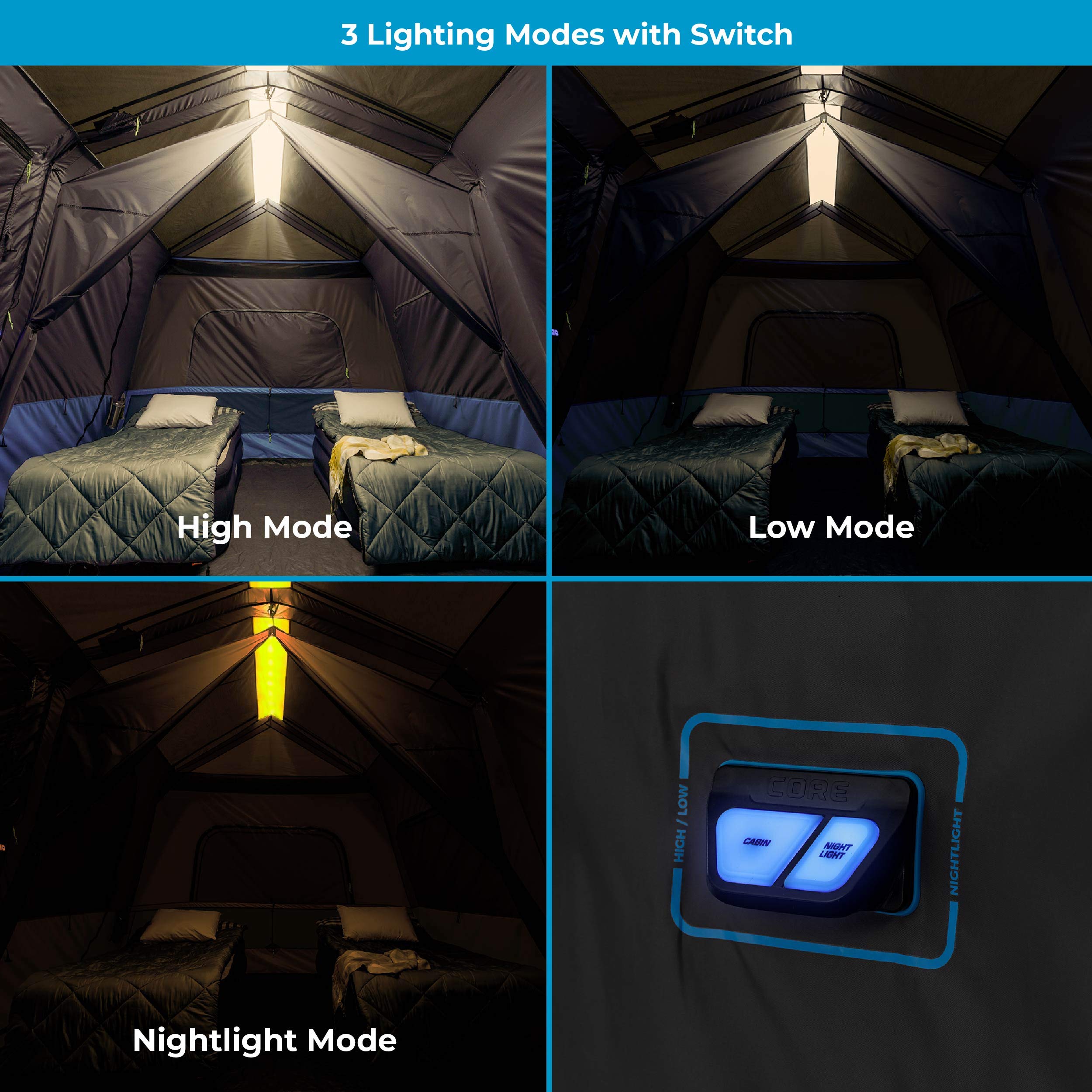 Core 10 Person Lighted Instant Cabin Tent & Footprint