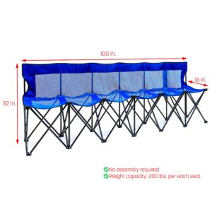 Trademark Innovations Portable Mesh 6-Seater Folding Bench, Blue