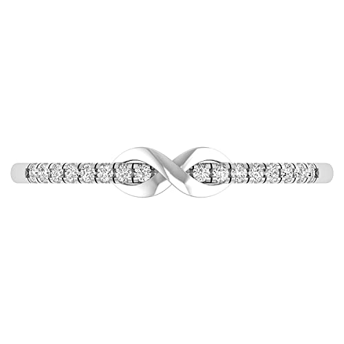 Dazzlingrock Collection Round White Diamond Forever Promise Infinity Wedding Band for Women (0.12 ctw) in 925 Sterling Silver, Size 5.5