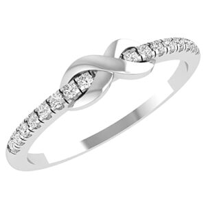 Dazzlingrock Collection Round White Diamond Forever Promise Infinity Wedding Band for Women (0.12 ctw) in 925 Sterling Silver, Size 5.5