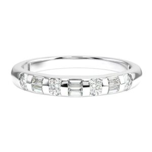 2.10 Cttw Baguette Shape White Cubic Zirconia Bar Setting Wedding Engagement Band Ring In 14K White Gold Plated 925 Sterling Silver Ring Size - 4.5