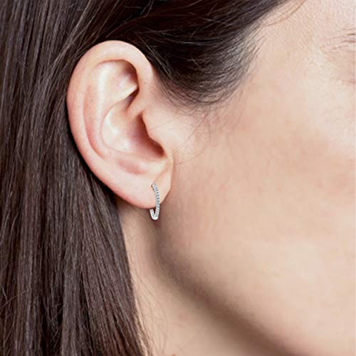 Sterling Silver Earrings for Women - 1/2 Carat Inside-out Round Cut Lab Grown Diamond Circle Hoop Earrings for | Fine Jewelry for Her | Gift Box Included