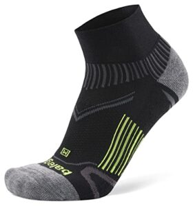 balega enduro arch support performance quarter athletic running socks for men and women (1 pair), black, medium