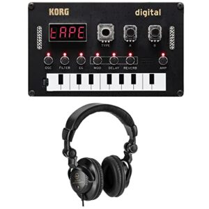 korg nu:tekt nts-1 digital diy programmable synthesizer - with h&a closed-back studio monitor headphones