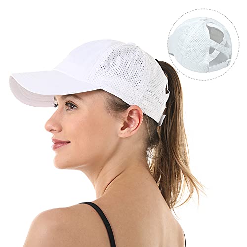 Womens Hats Criss Cross Ponytail Baseball Cap Adjustable High Messy Bun Ponycap Quick Drying Running Hats Essentials Cap for Women