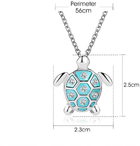 Turtle Pendant Imitation Opal Necklace Zircon Clavicle Chain Women's Jewellery Gift Accessories, Blue Durable Design