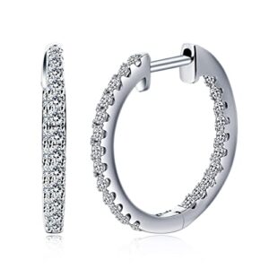 sterling silver earrings for women - 1/2 carat inside-out round cut lab grown diamond circle hoop earrings for | fine jewelry for her | gift box included