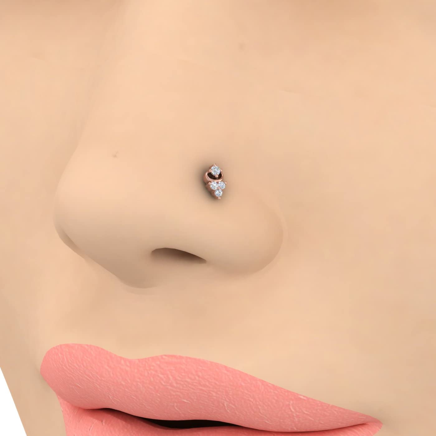 0.04 Carat Diamond Nose Pin in 14K Rose Gold