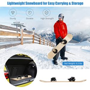 GYMAX Wooden Snowboard, Skateboard for Snow with Step-in Binding & 2 Pulling Holes, All Skill Level Foot Deck for Skiing, Adults Youth Kids Over 5