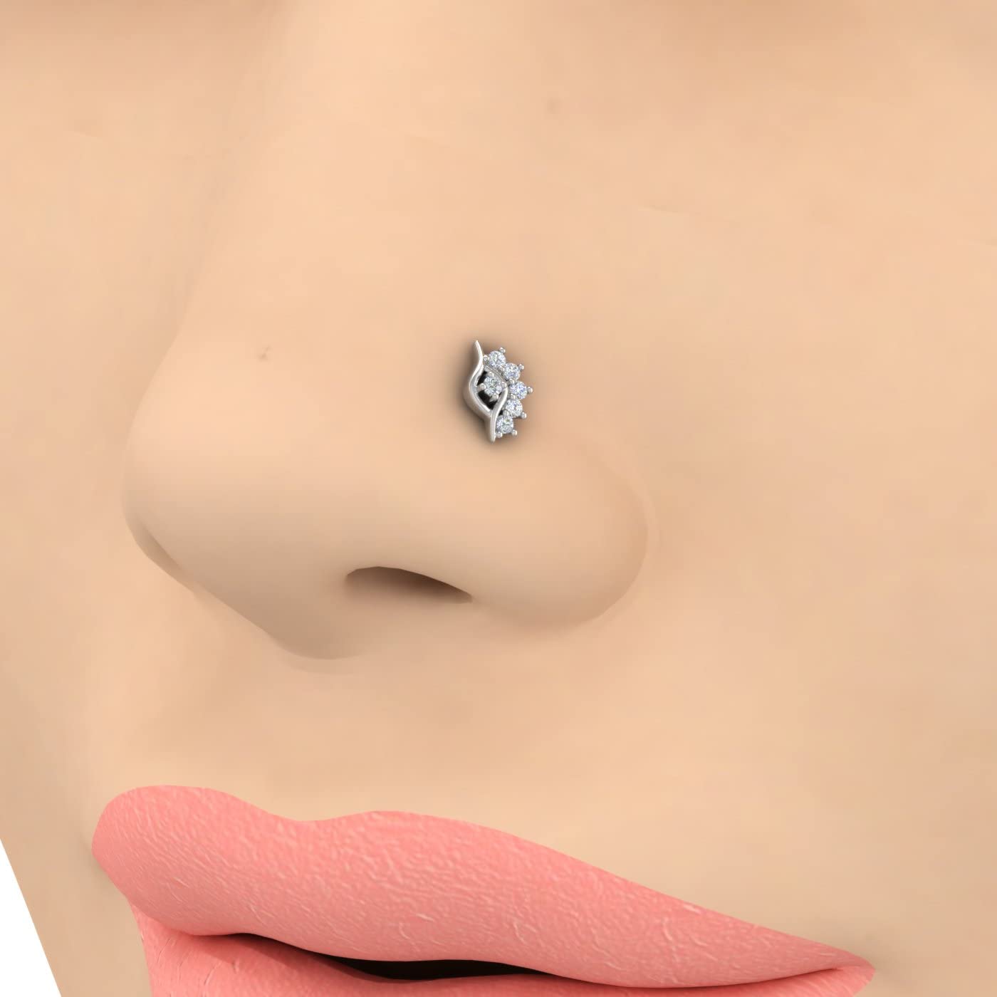 FINEROCK 0.05 Carat Diamond Nose Pin in 18K White Gold